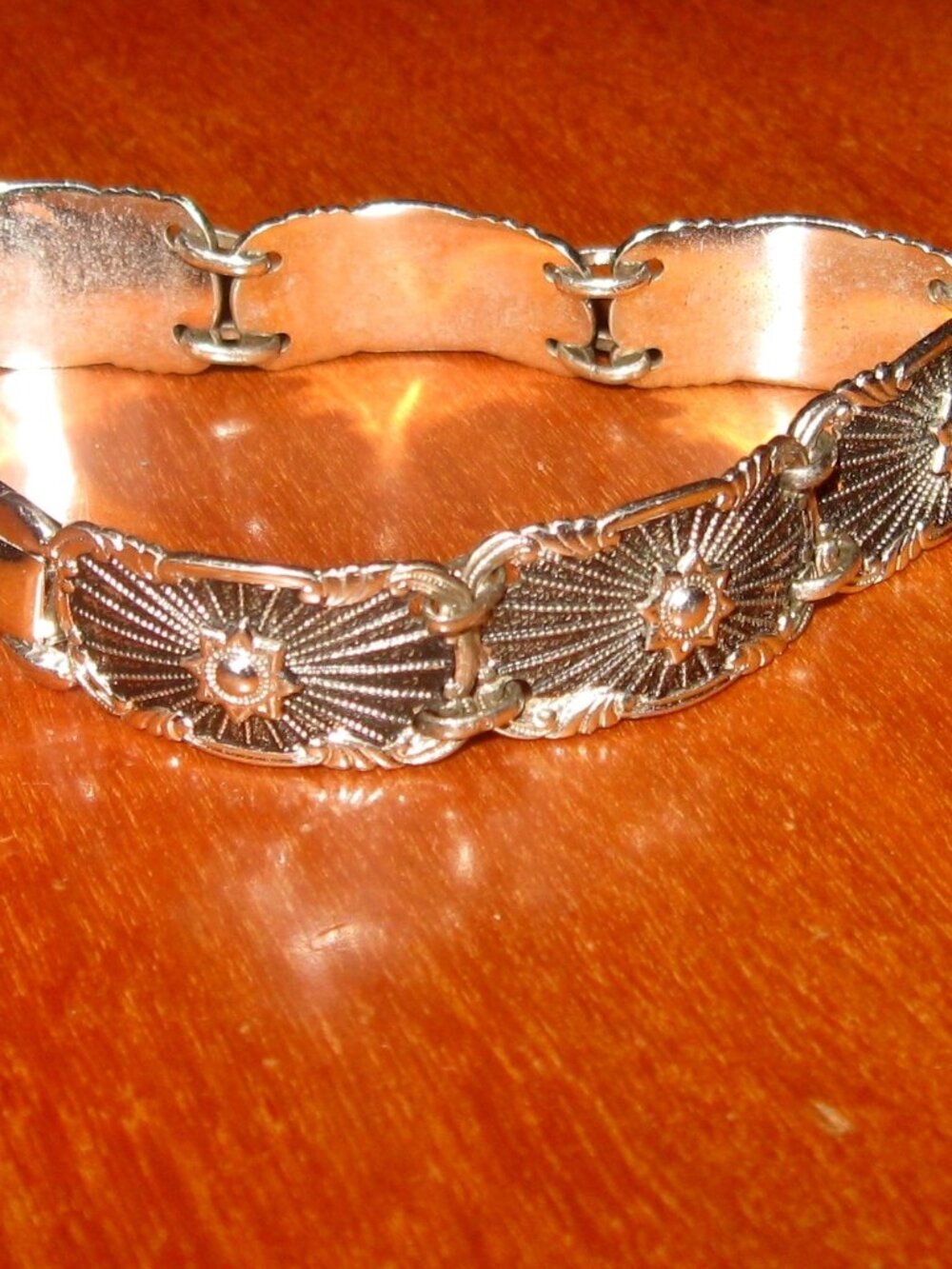 Vintage BB Sterling Bracelet Art Decco Style Panel Link Women's Bracelet 7" Long
